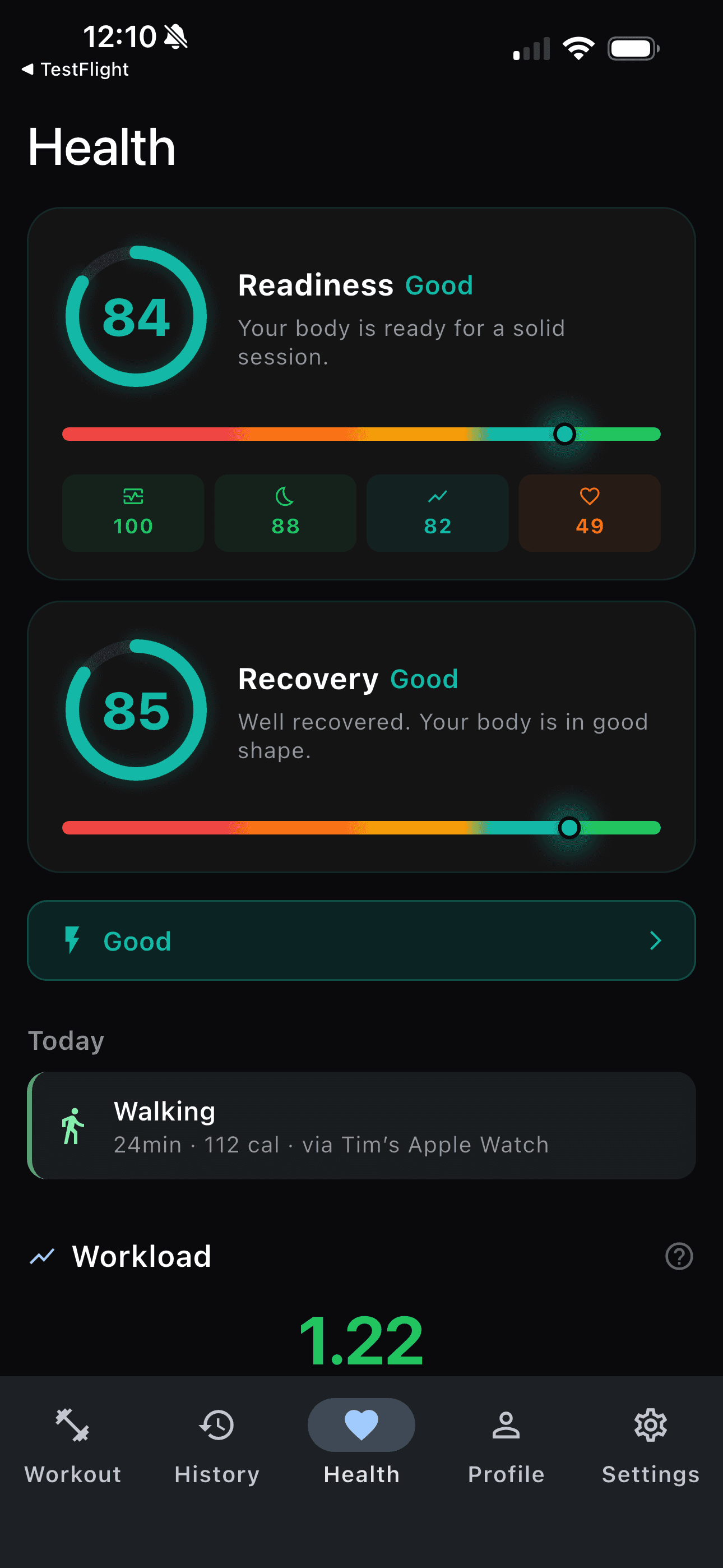 Crucible readiness and recovery scores