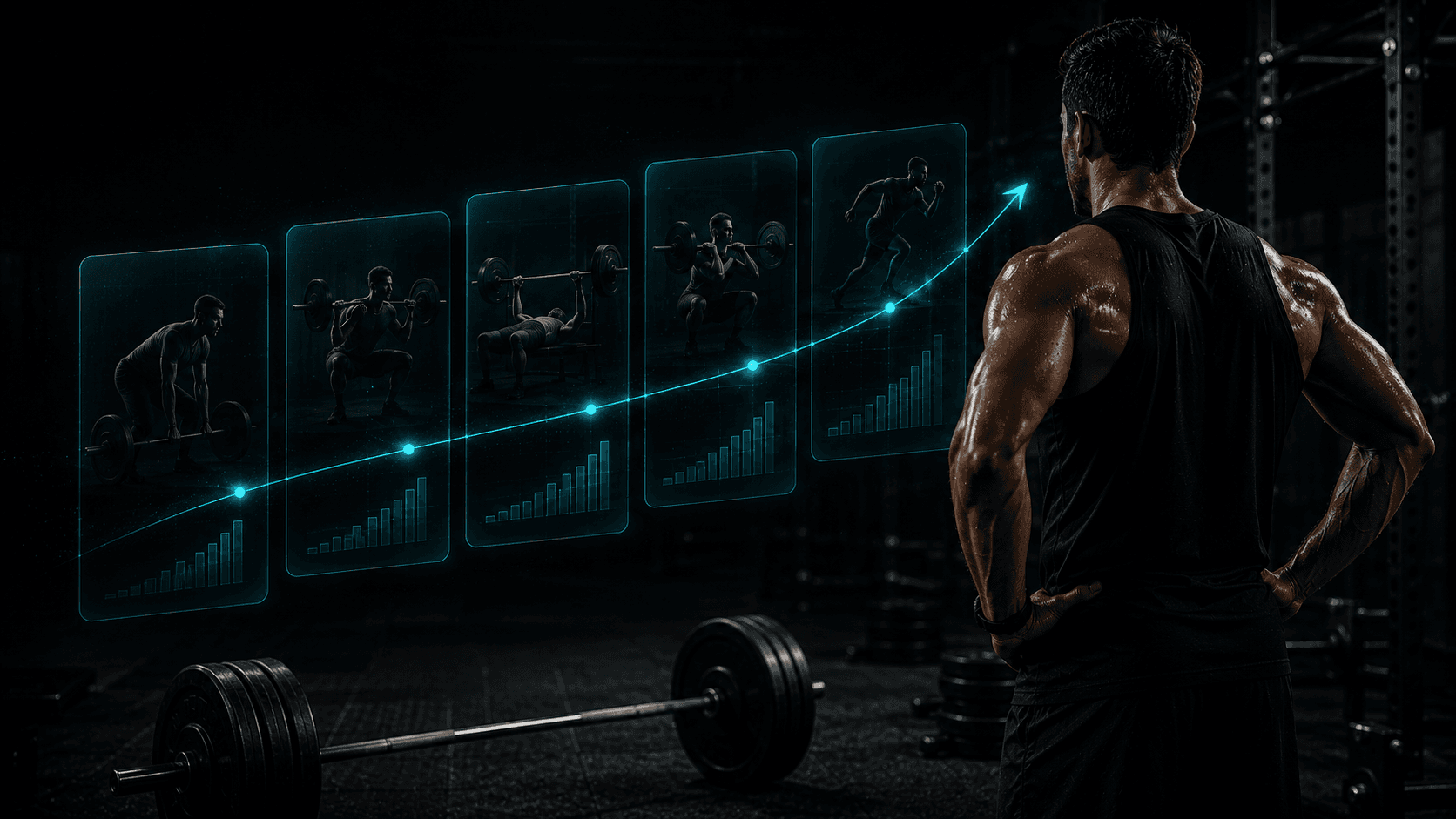 A lifter looking at a rising progression of training phases